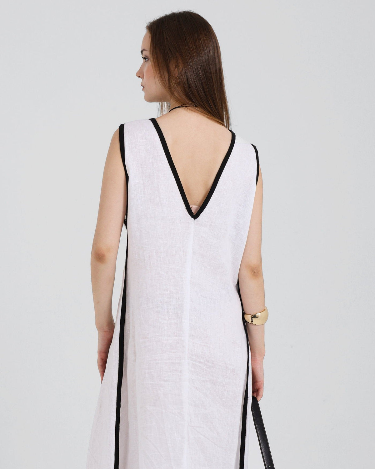 Levante Dress — Contrast-Piped Linen