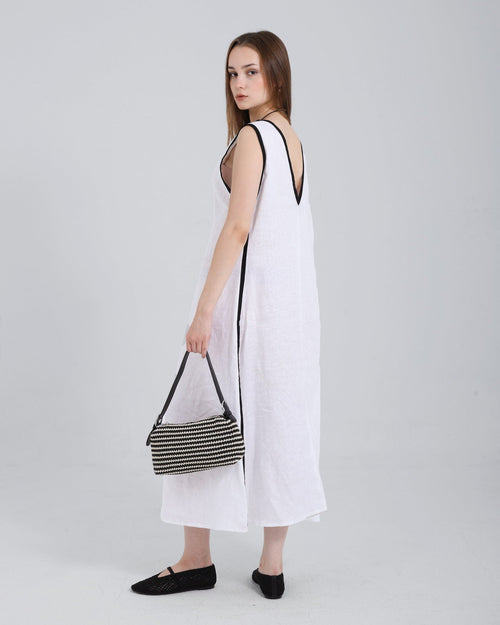 Levante Dress — Contrast-Piped Linen