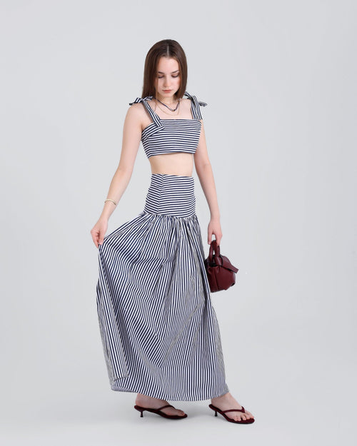 Capri Set — Striped Crop Top & Maxi Skirt