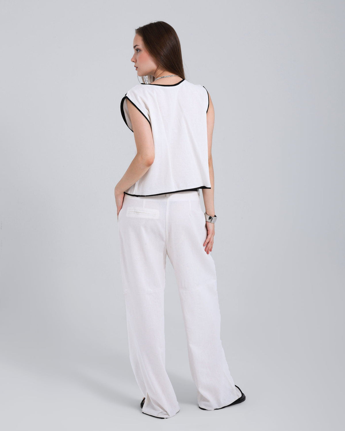 Meridian Set — Contrast-Piped Top & Wide Trousers