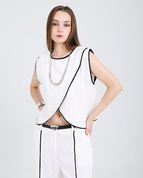 Meridian Set — Contrast-Piped Top & Wide Trousers